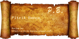 Pitrik Bence névjegykártya
